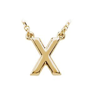 14K Yellow Gold, Kendall Collection, Block Initial X Necklace, 16 Inch